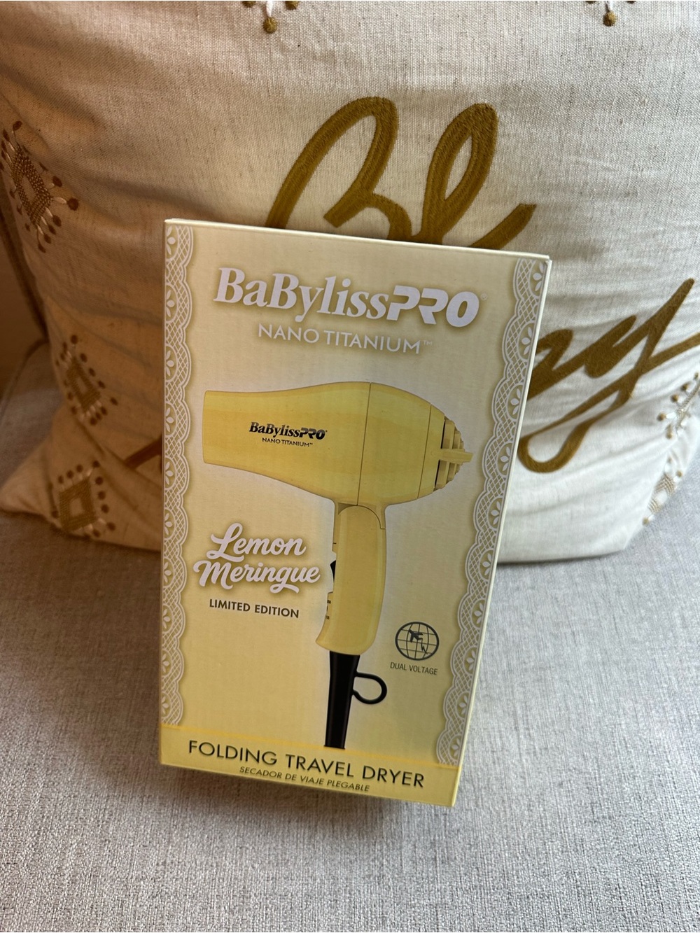 BaBylissPRO Lemon Meringue Folding Travel Dryer - Yellow